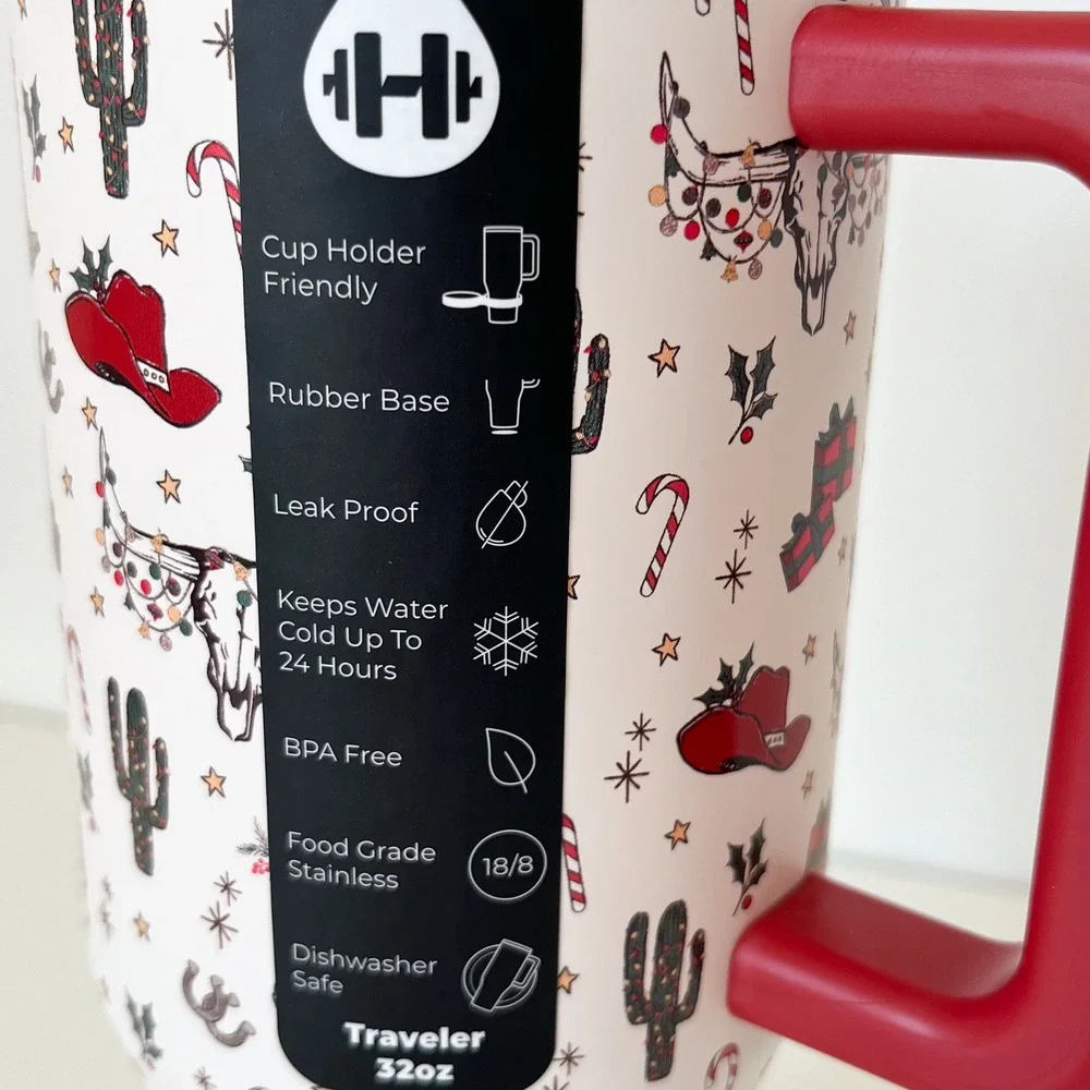 NEW HydroJug 32 oz Traveler Cowboy Christmas